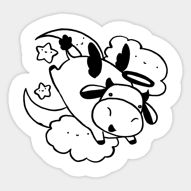 Angel Cow Black Line Sticker by saradaboru